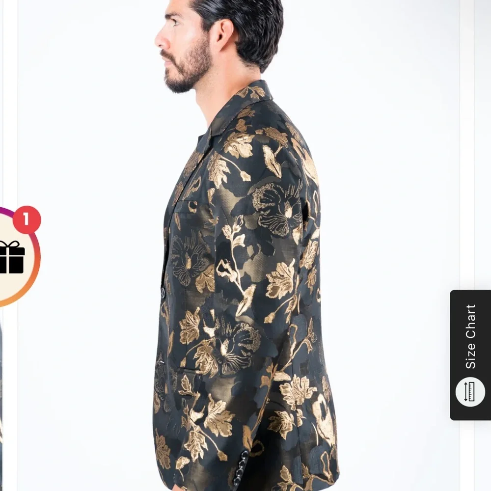 Men's Double Button Floral Blazer